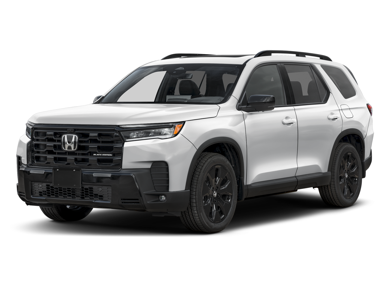 2026 Honda Pilot Black Edition in Platinum White Pearl — front three-quarter view