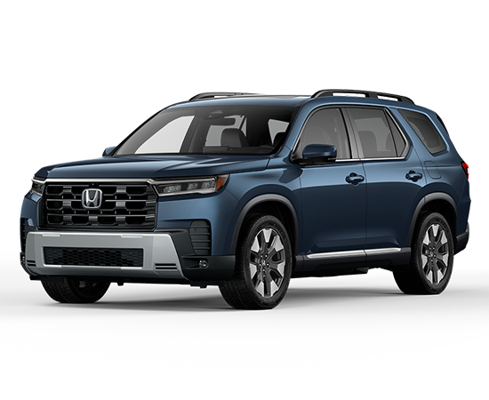 2026 Honda Pilot AWD Elite in Smoke Blue Pearl — front three-quarter view